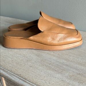 Vince Tan Leather Slide Loafers, Square Toe, minimalist, chic Women’s Size 5